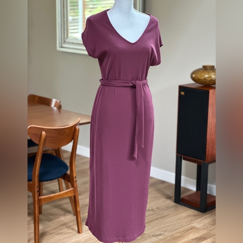 Tie-Belt Rib-Knit Midi Shift Dress for Women | Old Navy